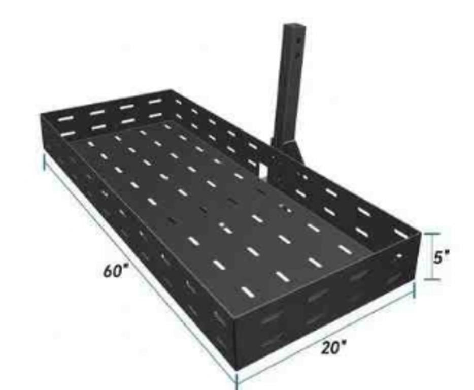 Hitch-Mounted Folding Cargo Carrier Basket for 2-inch receiver hitches, 60" x 20" x 5"