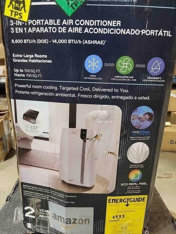 Portable Air Conditioner 14,000 BTU,cool extra large rooms up to 700 sqft, EX390LVYN