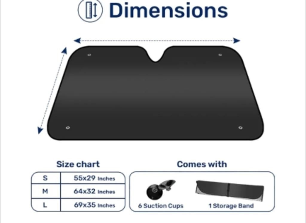 GENANY Black Windshield Sun Shade for Car SUV Truck (64x32 Inches)