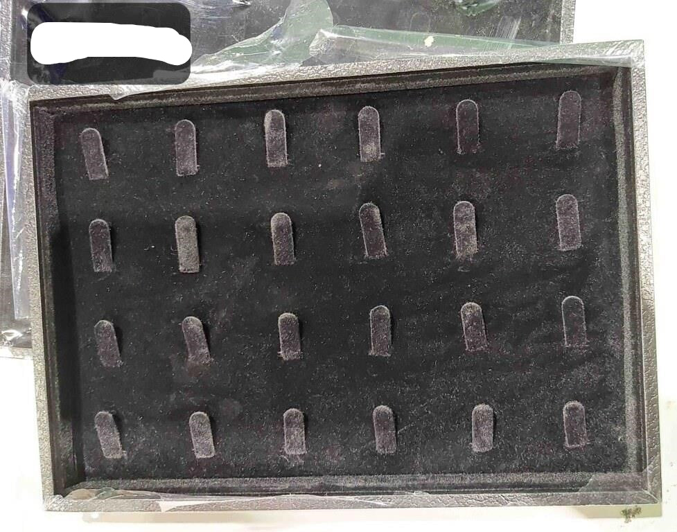Black Velvet Jewellery Display Tray/ Organiser With 24 Slots, Display For Earrings, Rings, Bracelets And Chains -