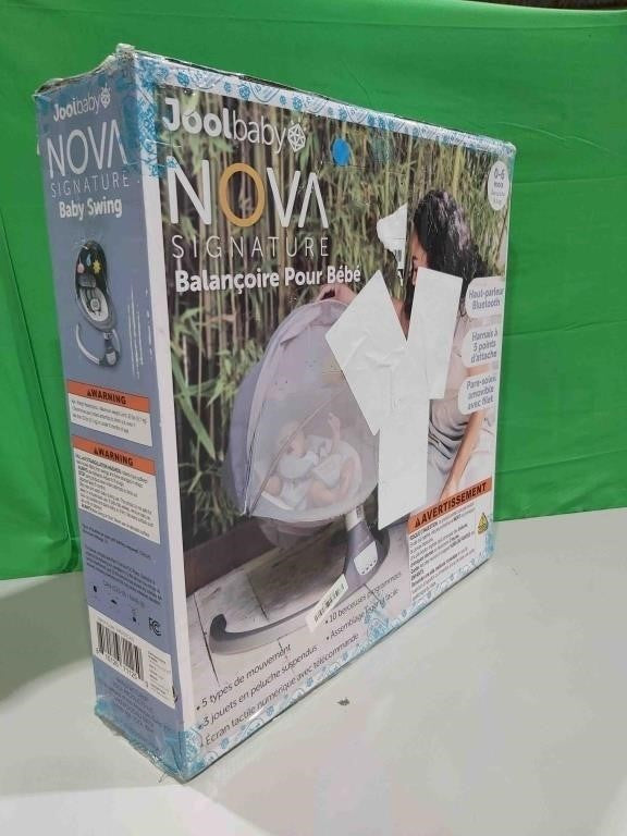 Jool Baby Nova Swing for Newborns - Electric Motorized Infant Swing, Bluetooth Music, 10 Preset Melodies, Remote (Grey, Updated Model)