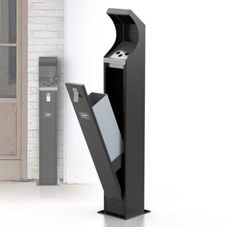 Standing Cigarette Butt Disposal,Receptacle,Ashtray,Bin,Fireproof, Prevention of Waterlogging, Corrosion Resistant, Smokeless, Suitable for Shop Entrance,Outdoor,Park,Smoking Areas, Black