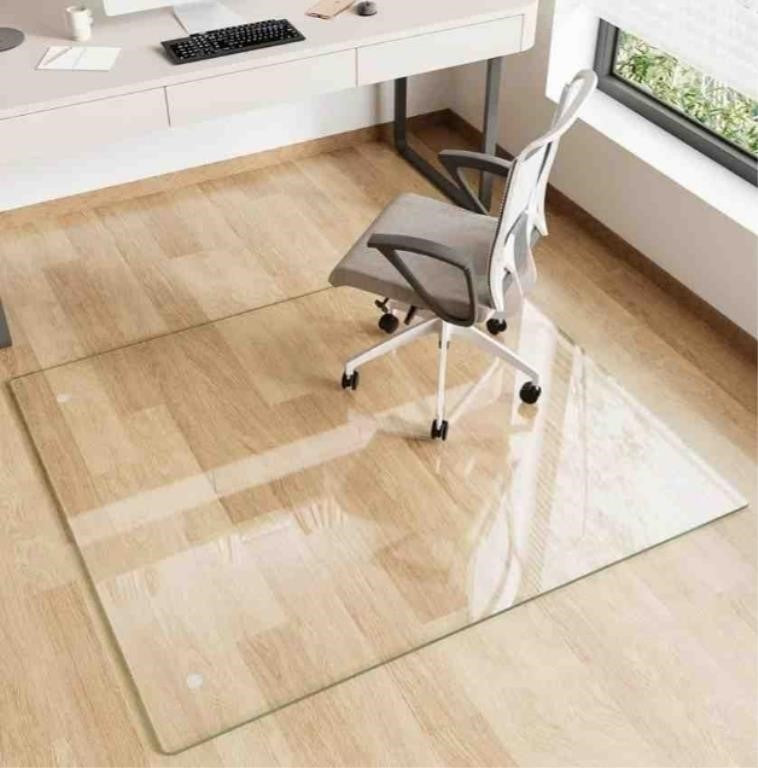 Glass Chair Mat 42" x 48" Tempered Glass Office Chair Mat