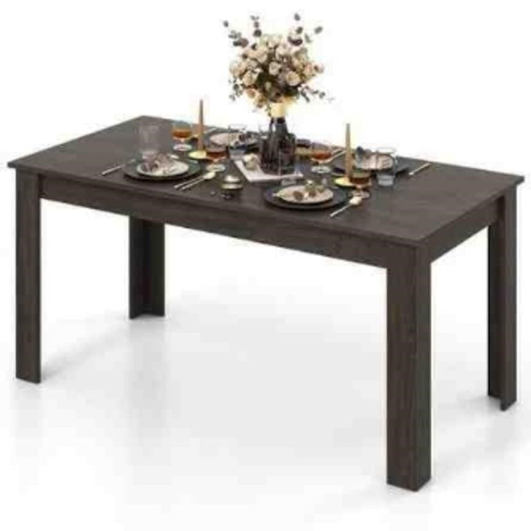 COSTWAY Large Wood Table, 63"*32", Grey