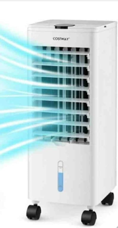 Portable Oscillating Evaporative Air Cooler Fan with 3-Speed Modes and Remote