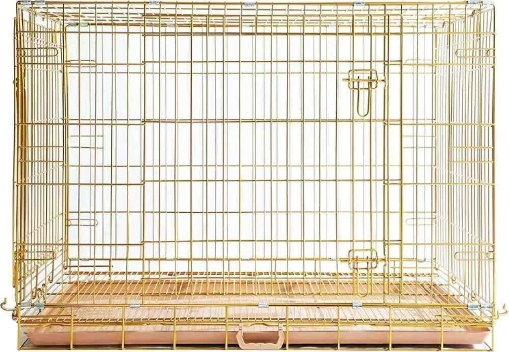 Homey Pet Large Dog Crate, 42 Inch Gold -