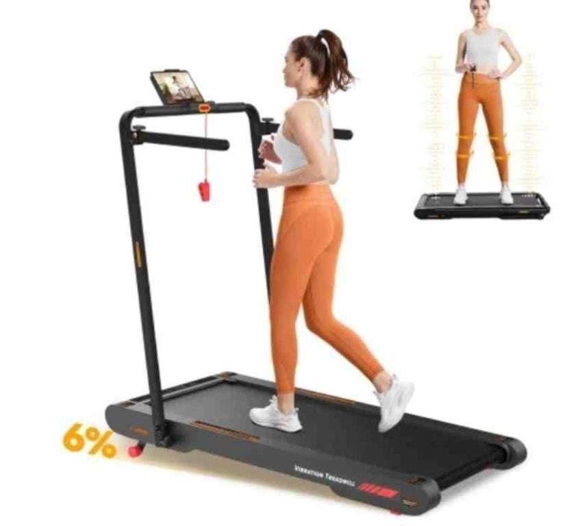 Foldable Walking Vibration Pad with 6% Incline,7.5 MPH Treadmills