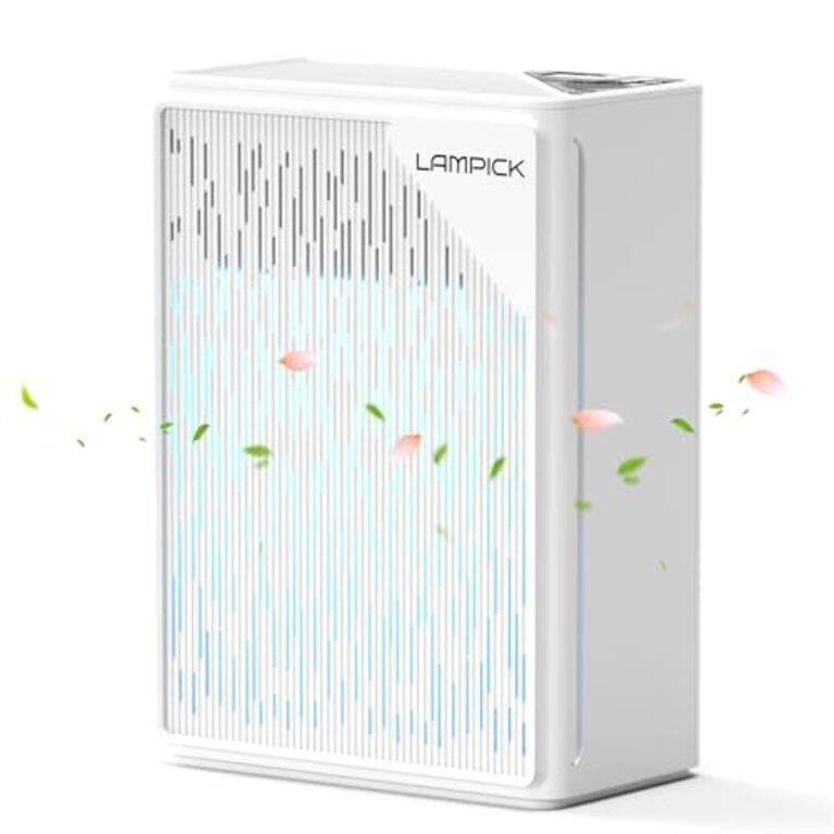 LAMPICK Air Purifiers for Home Large Room up to 1736ft², H13 True HEPA Air Cleaner for Bedroom with PM2.5 Display Air Quality Sensor, Fragrance Diffuser, Air Filter for Wildfire Smoke Pet Hair Dust, White