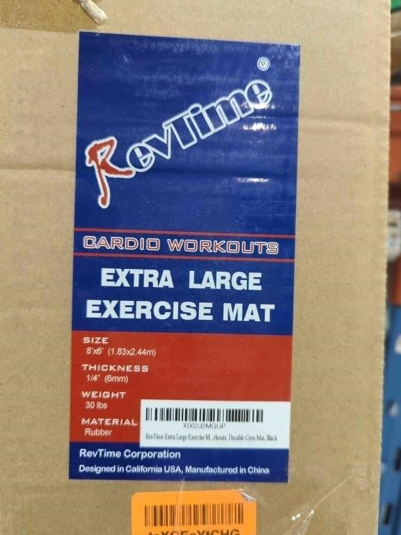 Extra Large Exercise Mat 8 x 6 feet, Mat, Black 30lb