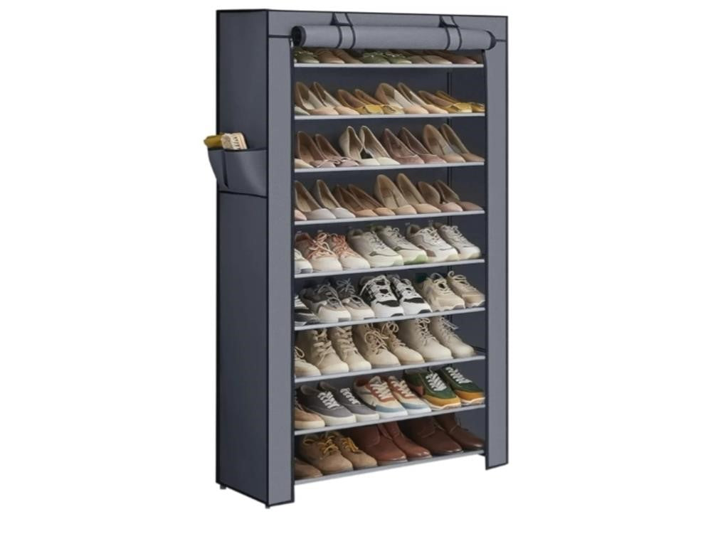 SONGMICS 10-Tier Shoe Rack, Shoe Storage Organizer Cabinet with Dustproof Cover