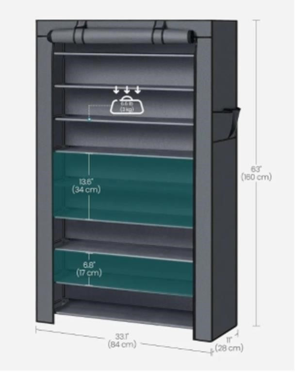 SONGMICS 10-Tier Shoe Rack, Shoe Storage Organizer Cabinet with Dustproof Cover