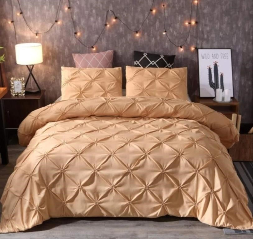 Feelyou Pinch Pleated Comforter Cover Set Queen