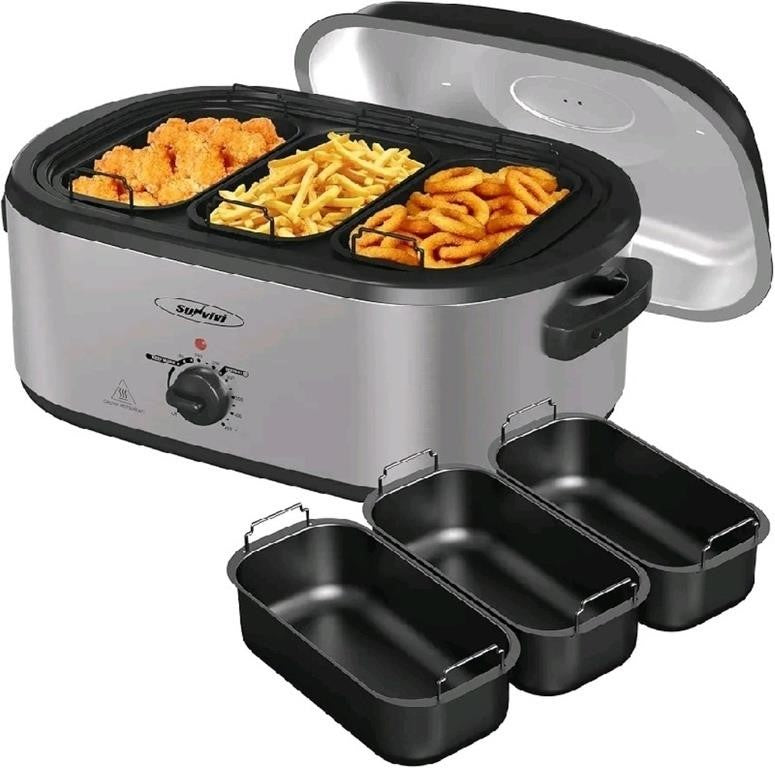 Sunvivi Electric Roaster Oven with Removable 3-bin