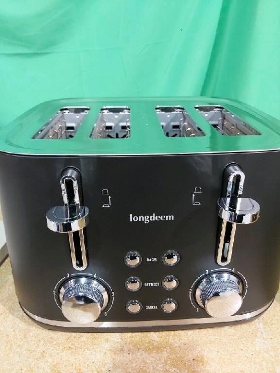 LONGDEEM Retro 4-Slice Stainless Steel Toaster, Bl