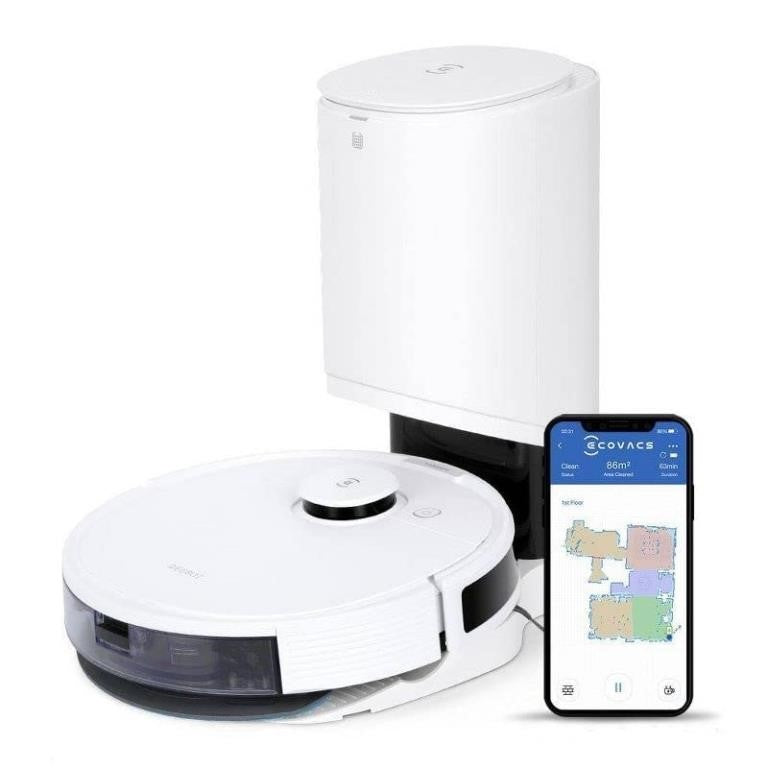Ecovacs DEEBOT N8+ Laser Mapping Vacuuming and Mopping Robot w/ Self Empt, White, DLN26