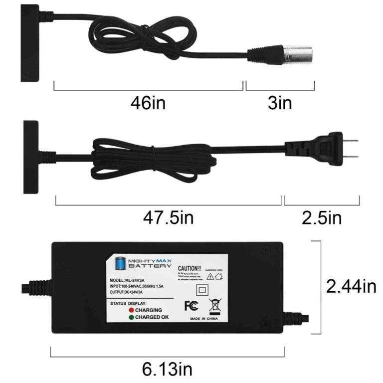 Mighty Max Battery 24 Volt 2 Amp Wheelchair Battery Charger