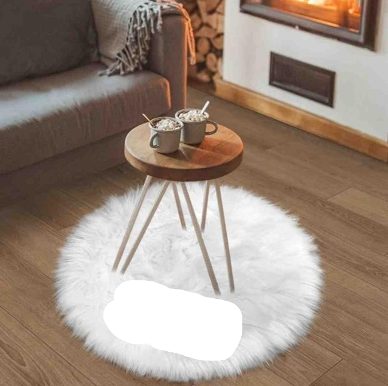 White Faux Fur Rug Small Round- TENNOLA