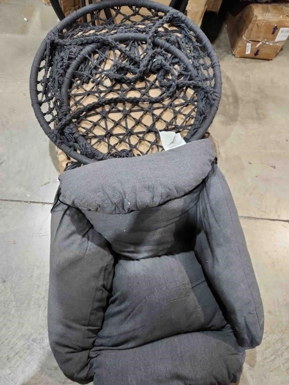 Hammock Chair with Cushion Chain for Indoor Outdoor Dark Grey