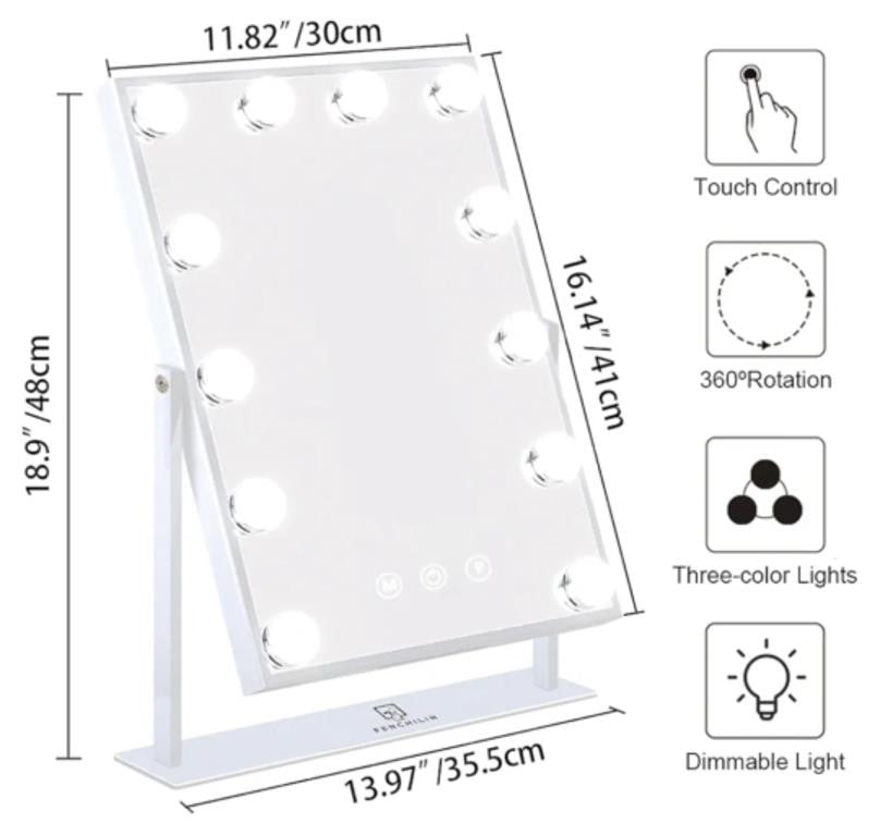 FENCHILIN Lighted Makeup Mirror Hollywood