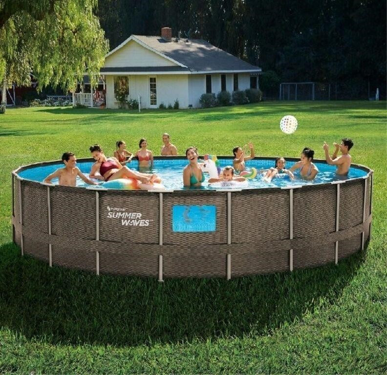 Summer Waves 22 Ft Dark Double Rattan Elite Fr