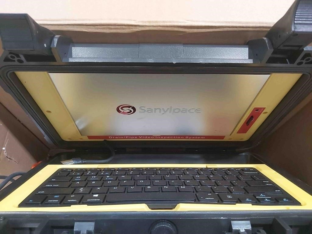 Sanyipace Sewer Camera – 7mm Stiff Cable Self-Leveling Drain Camera with 512Hz Transmitter, 10-inch Touch Screen, Wireless Keyboard, 1080P HD Inspection Camera for Plumbing, Ducts, Pipes (165FT/50M)