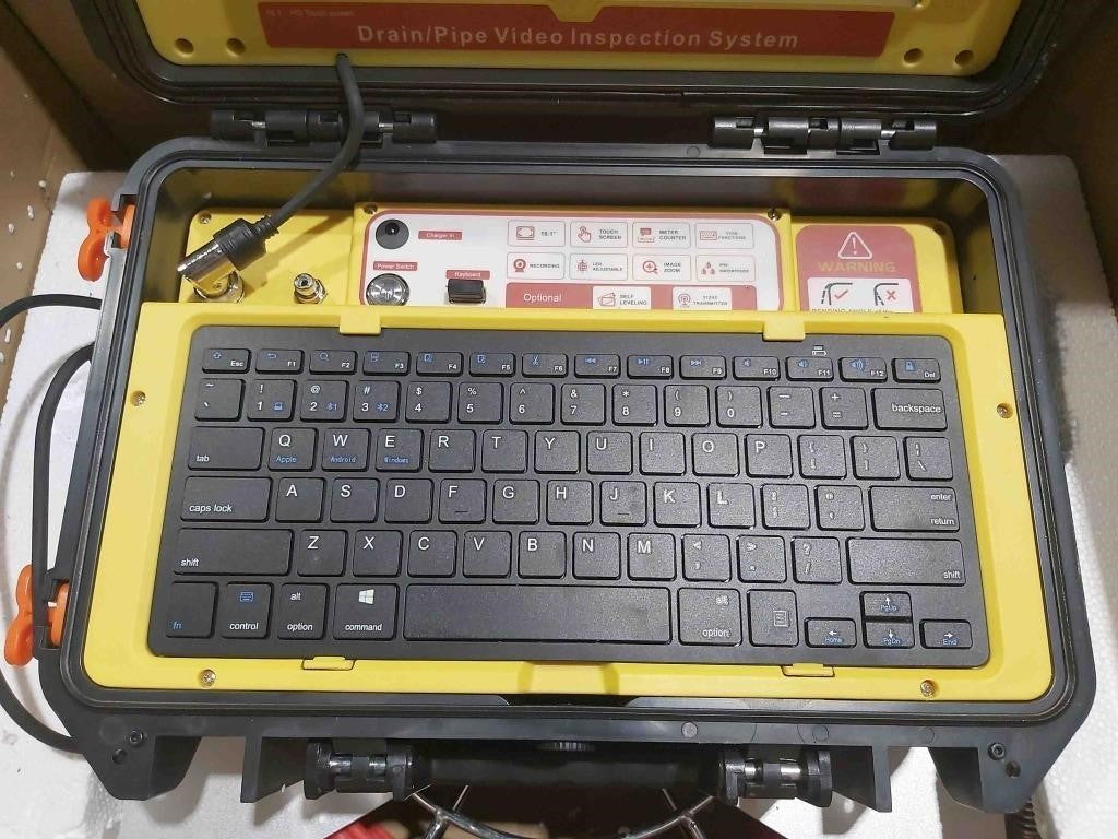 Sanyipace Sewer Camera – 7mm Stiff Cable Self-Leveling Drain Camera with 512Hz Transmitter, 10-inch Touch Screen, Wireless Keyboard, 1080P HD Inspection Camera for Plumbing, Ducts, Pipes (165FT/50M)