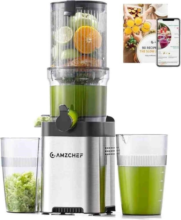 AMZCHEF Cold Press Juicer, 4.6" Wide Feed Chute Juicer