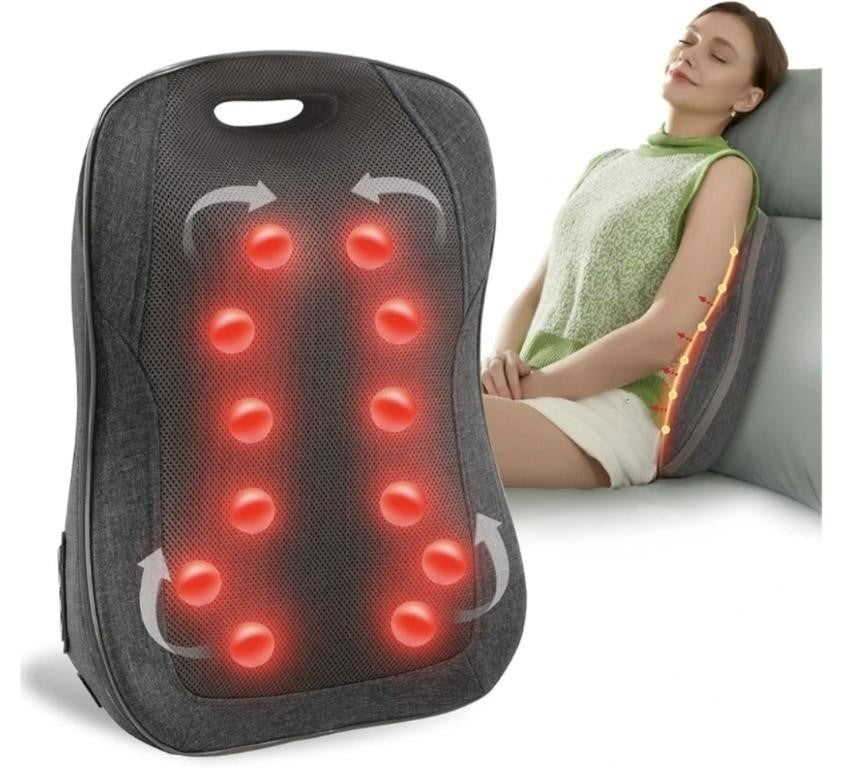 Comfier Shiatsu Back Massager with Heat- Portable Massage Cushion, Best Gifts for Women/Men, Adjustable Kneading Massage Chair Pad, Chair Massager for Office,Home Use,Gifts for Dad 18×13 Inches Grey, Model CF-1902