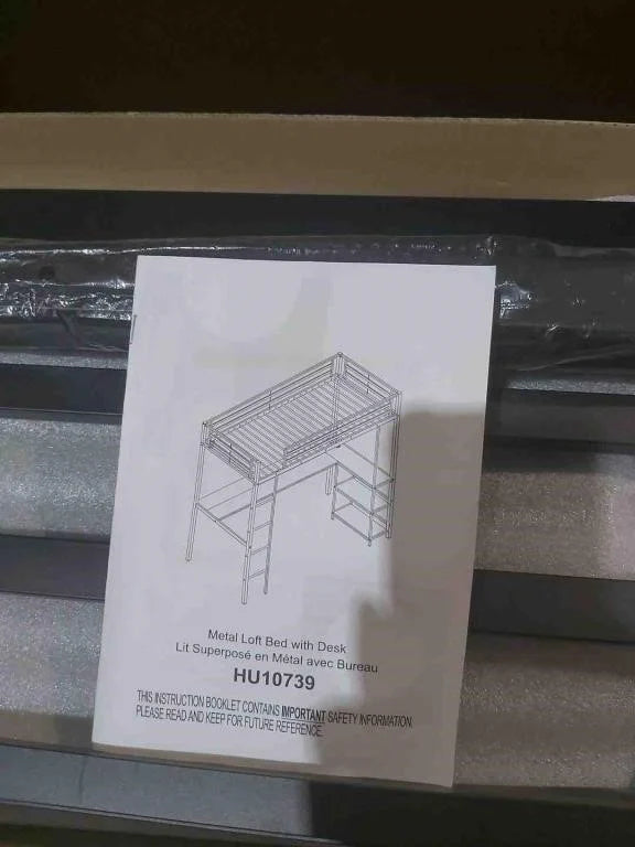 Twin Size Loft Bed Raised Platform Bed wi