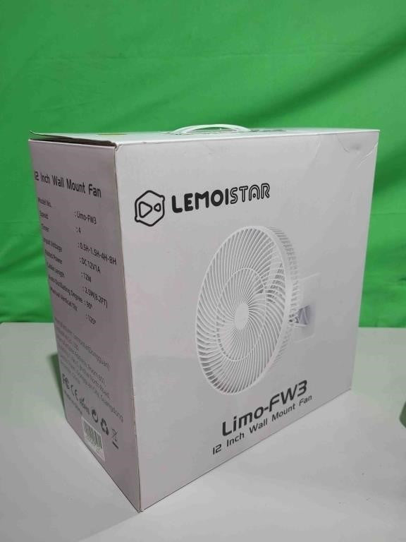 LEMOISTAR 12" Wall Mounted Fan with Remote Control