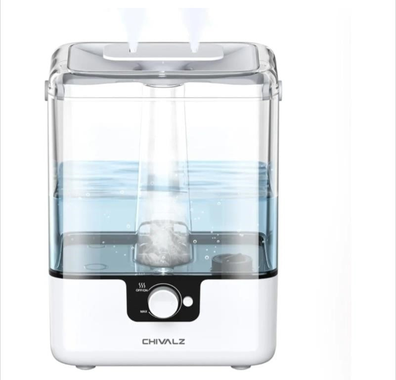 CHIVALZ Humidifiers for Bedroom, 6L Cool Mist Humidifiers for Baby Nursery, 26dB Quiet, 50H Runtime, Top Fill Humidifier for Large Room, Home, Plants, Nightlight, Oil Diffuser 1 Pack, White, YZY6001-KC -