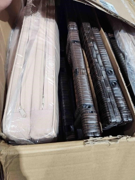 Costway Double Chaise Patio Lounge Chair with Cushions and Foldable Side Trays with Adjustable Backrest, Beige/Brown, HW72359BN