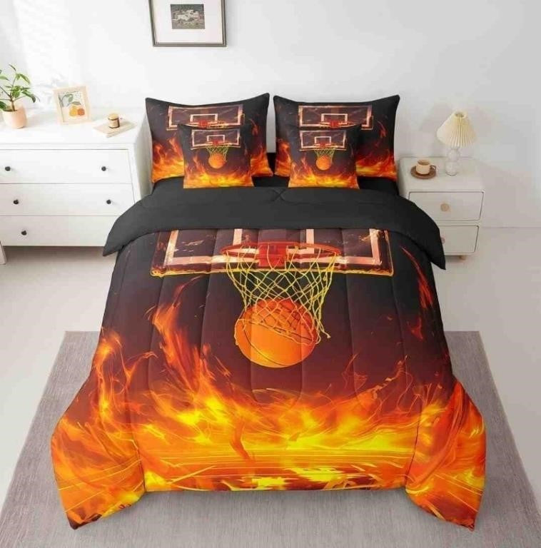 Feelyou Basketball Bed in A Bag Full Size, Basketball Gaming 7 Pieces Bedding Set