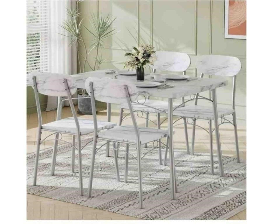 VECELO Dining Table Set for 4, 5-Piece Kitchen Table with 4 Chairs,