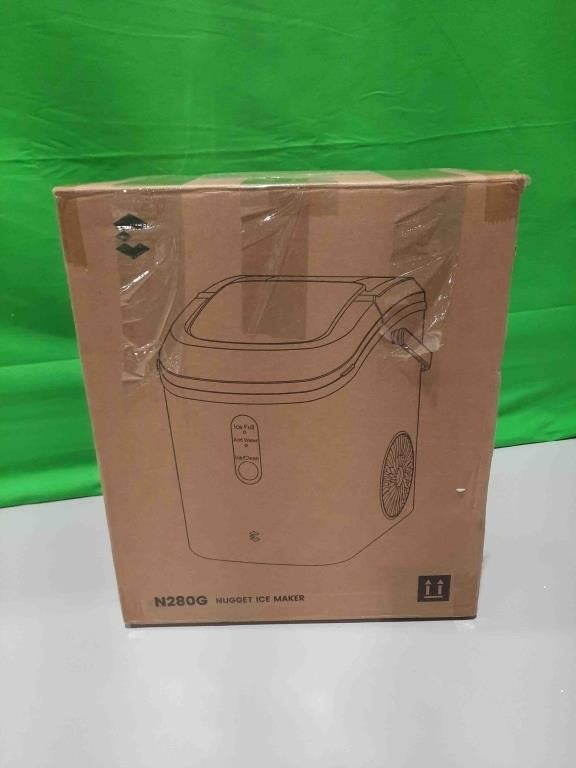 Nugget Ice Maker Countertop, Pellet Crushed Chewble Ice Cubes, 33LBS/24H, Compact Self-Cleaning Machine with Ice Bags for Home, Kitchen, RV, Camping Model:N280G, Black