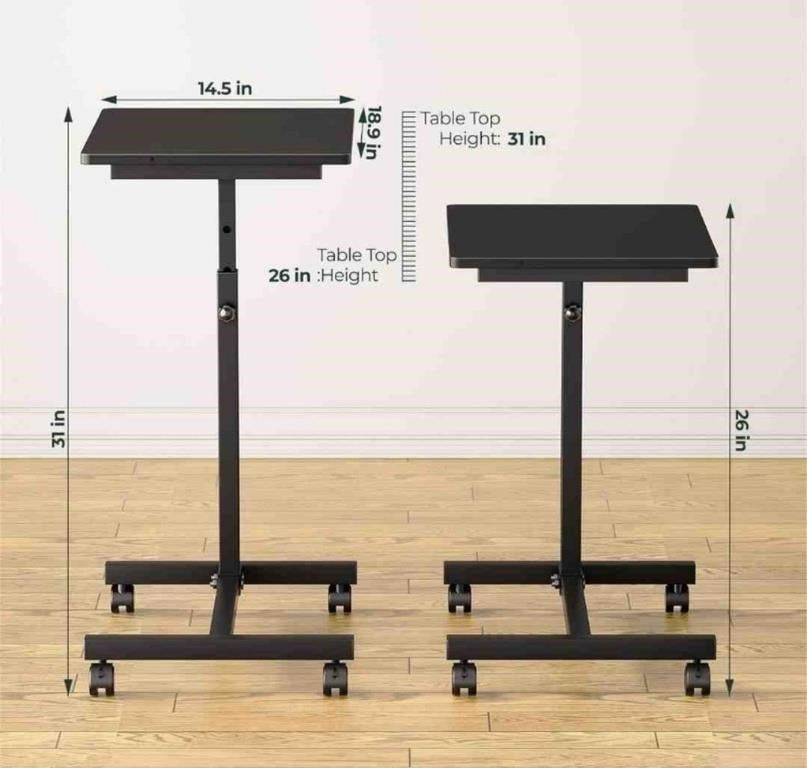 SOROGRA Overbed Table with Lockable Wheels, He