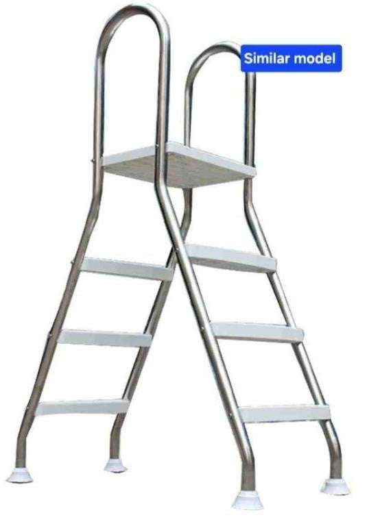 Thickened Stainless Steel 3 Step A-Frame Above-Ground Swimming Pool Ladder 50"