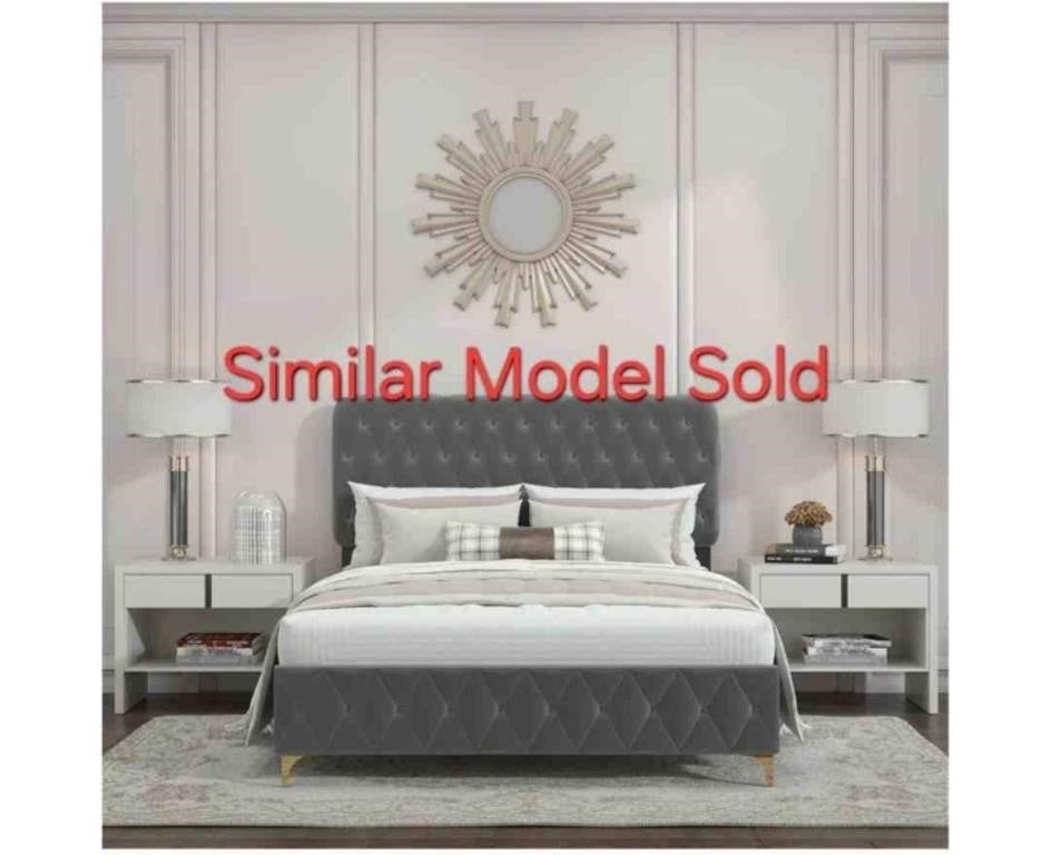 Queen Size Platform Bed Upholstered Platform Beds, No Box Spring Needed, Black