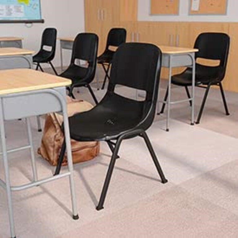 Ergonomic Shell Stack Chair, Black, Plastic (5PCS)