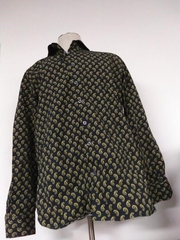 Piero Gabrieli Men's Paisley Shirt Size 45/18 Blac