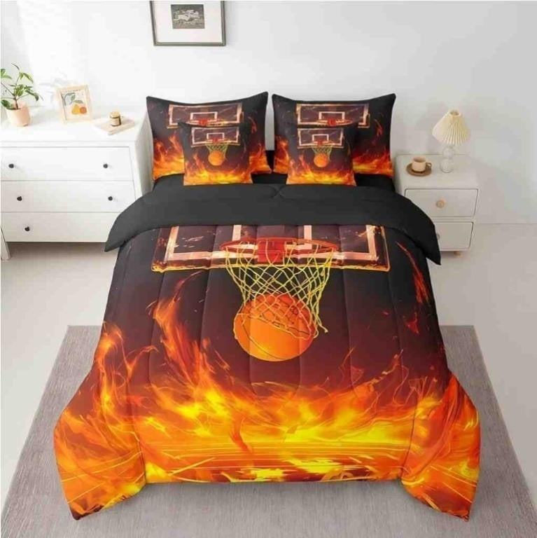 Feelyou Basketball Bed in A Bag Queen Size, Basketball Gaming 7 Pieces Bedding Set
