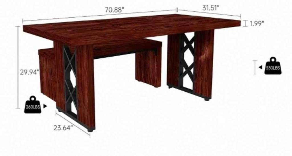 HIPIHOM Dining Table, Thick MDF Tabletop