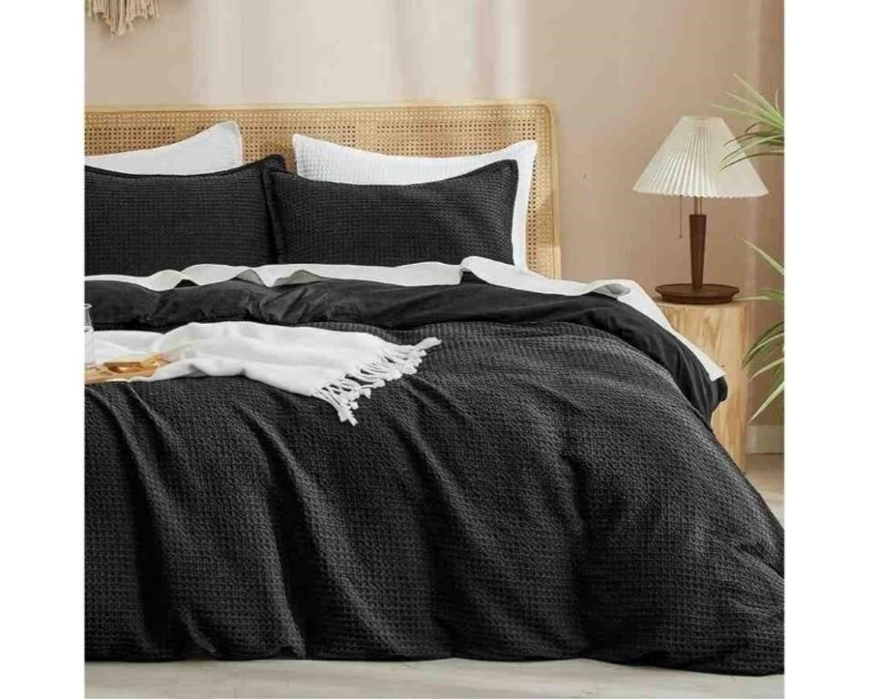 PHF Waffle Weave Duvet Cover Set King Size