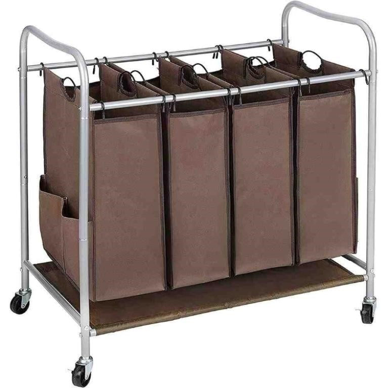 JINAMART Laundry Sorter Basket With Rolling Cart
