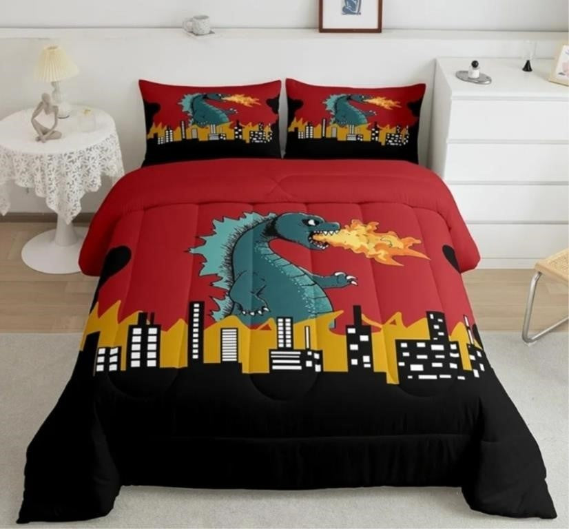 Feelyou Monster Comforter Set Twin Size Kids 3D Animal Printed Bedding Set