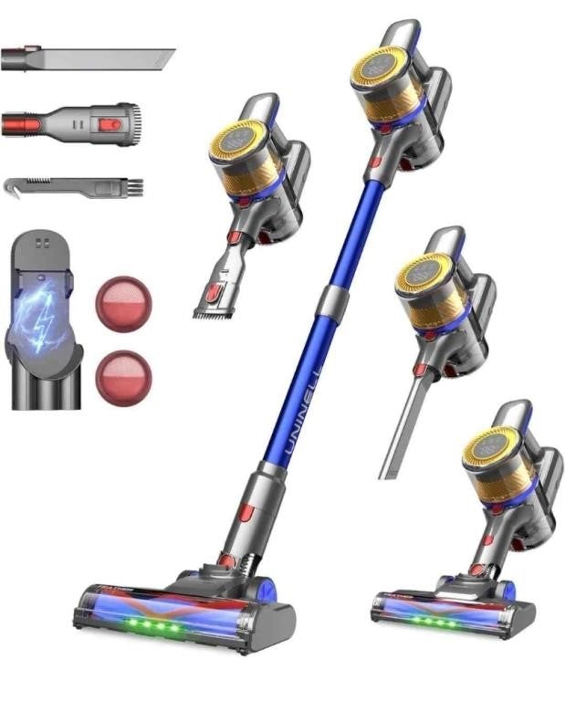 UNINELL HOME Cordless Vacuum Cleaner, 450W 45KPA Vacuum Cleaners with 60Min Detachable Battery, Self-Standing Cordless Vacuum Wall-Mount Charging, Lightweight Anti-Tangle, Blue, UV1