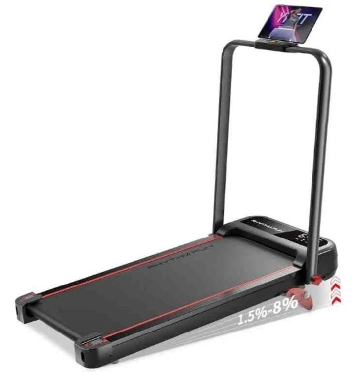 RHYTHM FUN Walking Pad with Incline, Under Desk Treadmill for Home Office,
