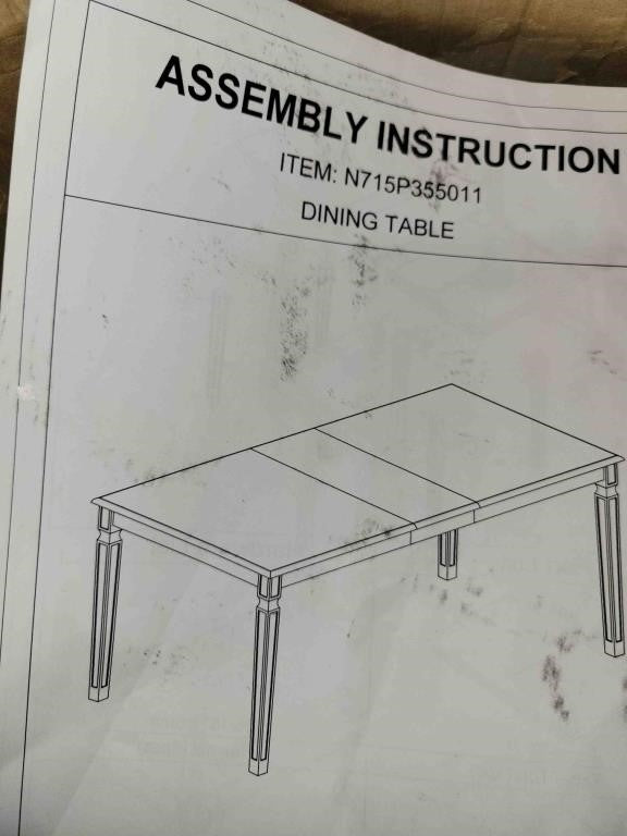 Extendable Rectangular Dining Table with Removable Center Leaf – Distressed White Finish