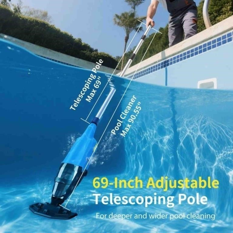 Efurden Cordless Pool Vacuum, Handheld Pool Vacuum, BLUE
