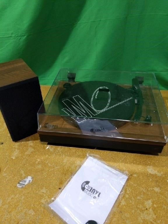 Vinyl Music On Vintage Turntable, Model VMO-022, Walnut Color